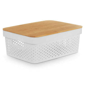 Weiße Kinvara Aufbewahrungsbox mit Bambusdeckel für Ordnung - homely Family Shop