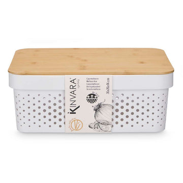 Weiße Kinvara Aufbewahrungsbox mit Bambusdeckel für Mehrzweck - homely Family Shop