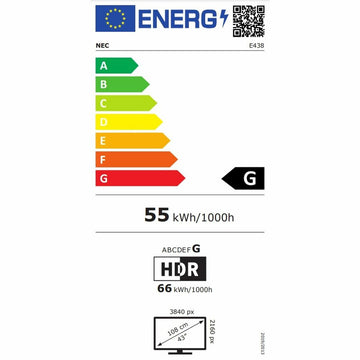 Energieeffizienzlabel des NEC 42,5" LED Monitors mit HDR - homely Family Shop