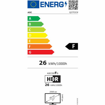 Energieeffizienzlabel für AOC Q27P3CW Monitor mit HDR und 2560x1440px - homely Family Shop