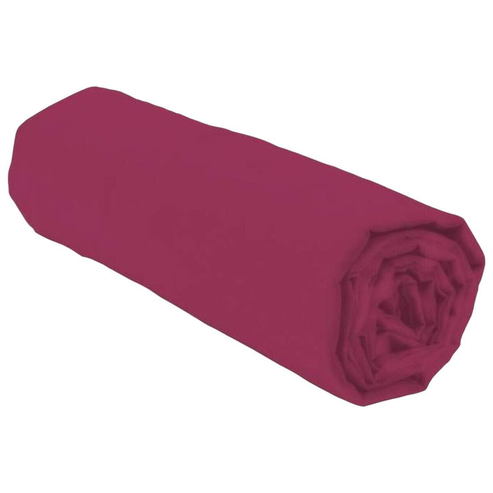 Gerolltes, pinkes Spannbetttuch (Lovely Home) mit glatter Textur. Farbe: Rose.