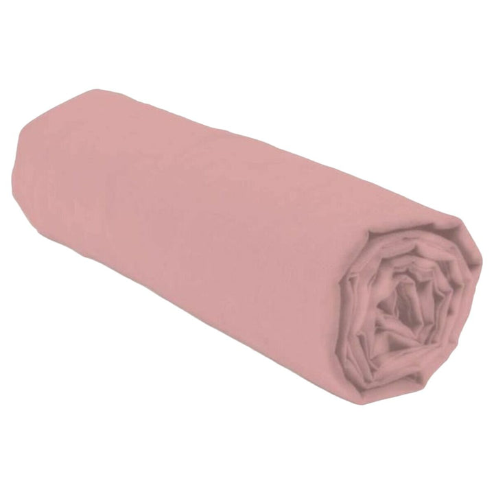 Gerolltes Spannbetttuch in Rosa Rose, Lovely Home Textil für Schlafzimmer.