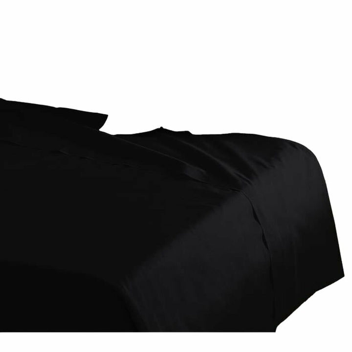 Schwarzes Oberlaken 240x300 cm für Doppelbett. Glatte Textur des Oberlakens.