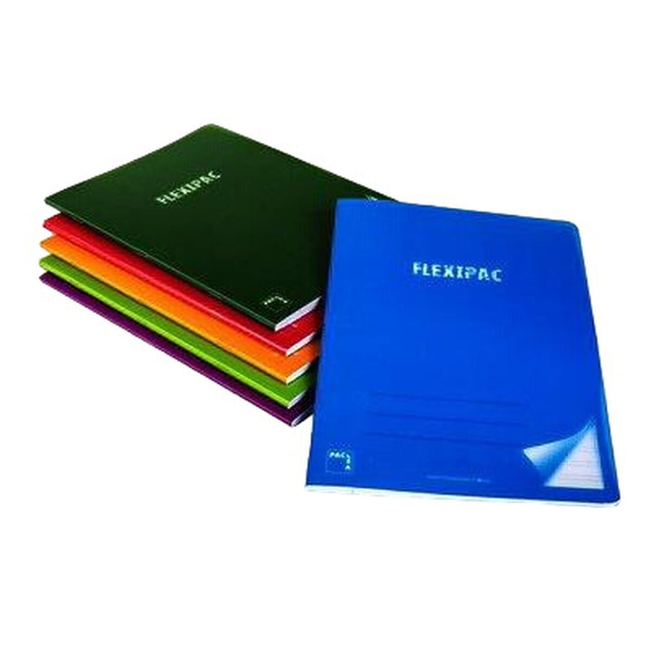 Pacsa Notizbuch A4, 6 Stück. Bunte 5x5 Notizbücher in Grün, Rot, Orange, Lila und Blau.