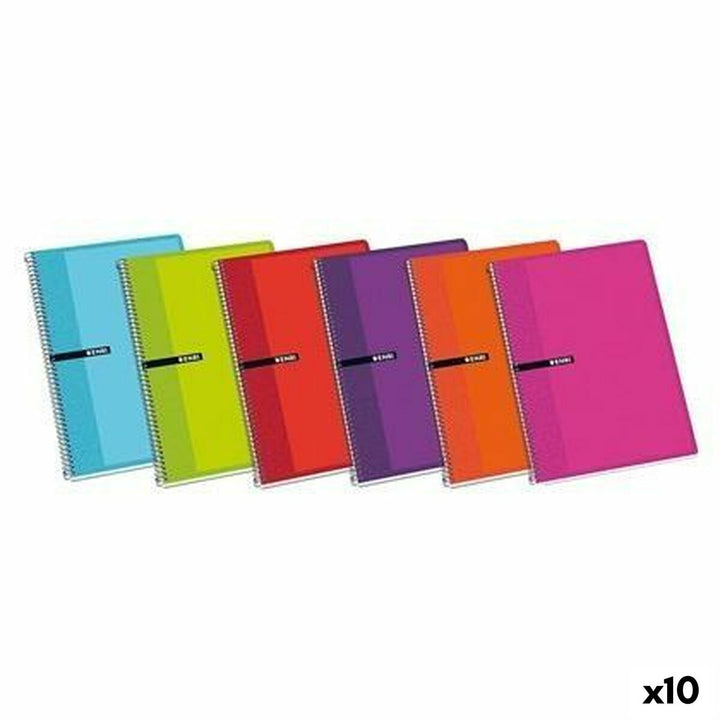 10er Pack ENRI Viertel Notizbücher mit weichem Einband in verschiedenen Farben.