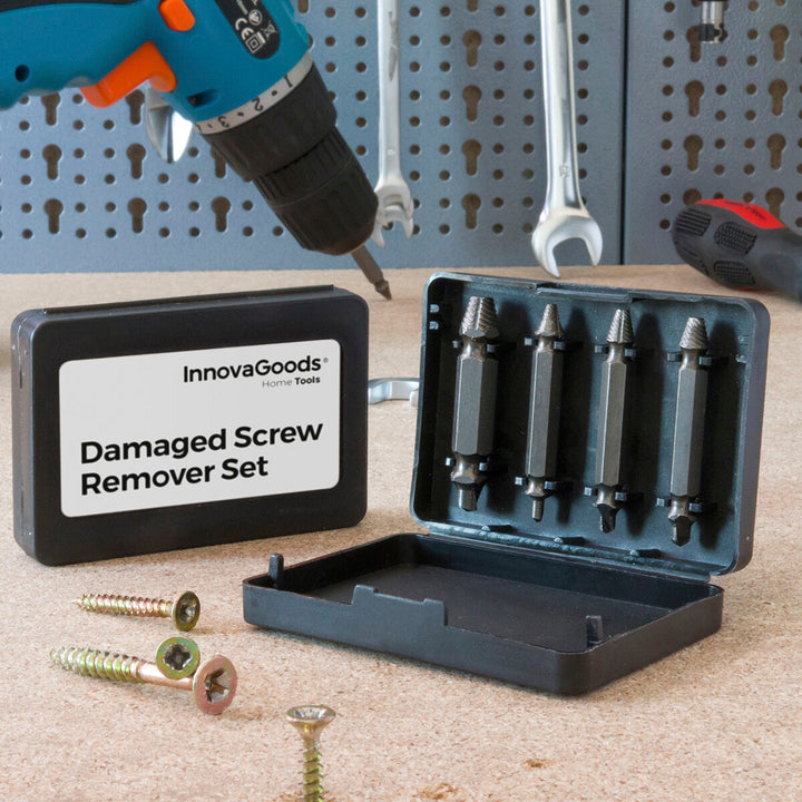 InnovaGoods Schraubenausdreher Set in Schwarz, Werkzeug zum Entfernen defekter Schrauben.
