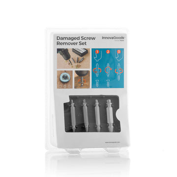 InnovaGoods Schraubenausdreher Set für defekte Schrauben, 4-teilig, mit Doppelkopf Design.