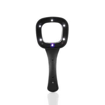 Schwarze Lupe mit LED- und UV-Licht für verbesserte Sicht und Details.