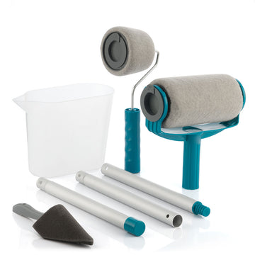 InnovaGoods Roll'n'paint Farbrollenset: Nachfüllbare Anti-Tropf Farbroller mit Behälter und Verlängerungsstangen.