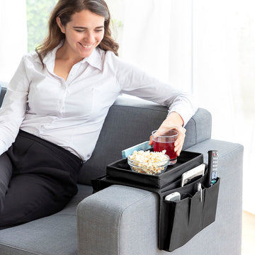 Sofaablage mit Fächern und Tablett für Fernbedienungen - homely Family Shop