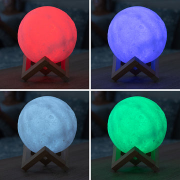 Moondy Mond Lampe mit LED und Holzfuß in versch. Farben - homely Family Shop
