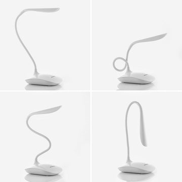 Weiße, wiederaufladbare LED-Touch-Tischlampe mit flexiblem Hals - homely Family Shop