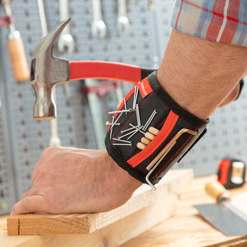 Magnetisches Heimwerkerarmband hält Nägel. Praktisches magnetisches Armband für Heimwerkerarbeiten.