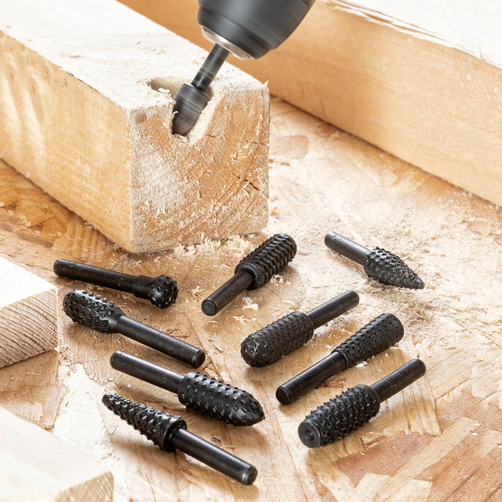 Driwills InnovaGoods Fräser-Set, 10 Stück. Verschiedene Fräser-Köpfe für Holzbearbeitung und Bohren.