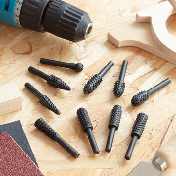 Driwills Fräser-Set: 10-teiliges Set mit verschiedenen Fräsern zum Holzschnitzen.