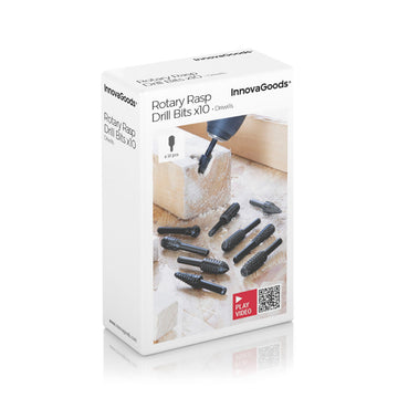 Driwills InnovaGoods Fräser-Set mit 10 schwarzen Rotary Rasp Drill Bits im Set.