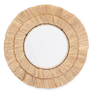 Runder Wandspiegel mit Strohrahmen Design - homely Family Shop