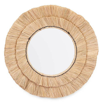 Runder Wandspiegel mit Strohrahmen Design - homely Family Shop