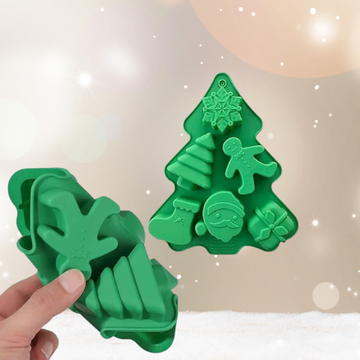 Grüne Silikon Backform mit Weihnachtsmotiven - homely Family Shop