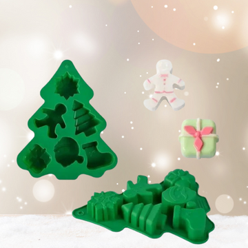 Grüne Silikon Backformen mit Weihnachts Motiven für festliche Plätzchen - homely Family Shop
