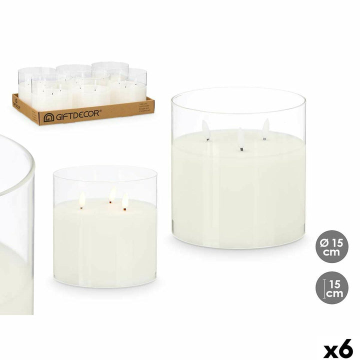 Weiße LED Kerzen im Glas, 15 cm, 6er Set - homely Family Shop