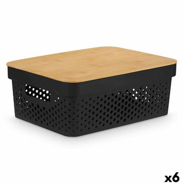 Kinvara Mehrzweckbox mit Bambusdeckel, schwarz - homely Family Shop