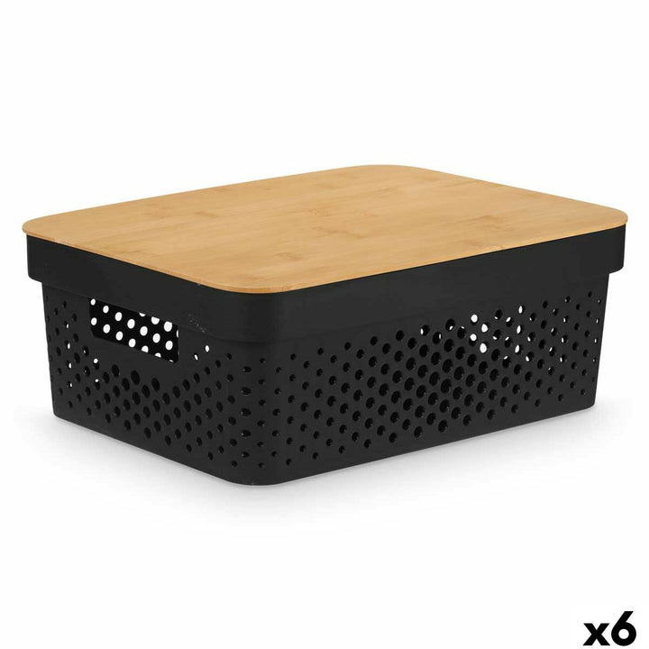 Kinvara Mehrzweckbox mit Bambusdeckel, schwarz - homely Family Shop