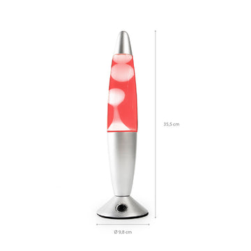 Mehrfarbige LED Lavalampe mit roter Flüssigkeit und silbernem Fuß - homely Family Shop
